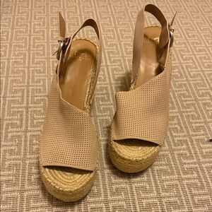 Marc Fisher Beige Espadrille Wedges